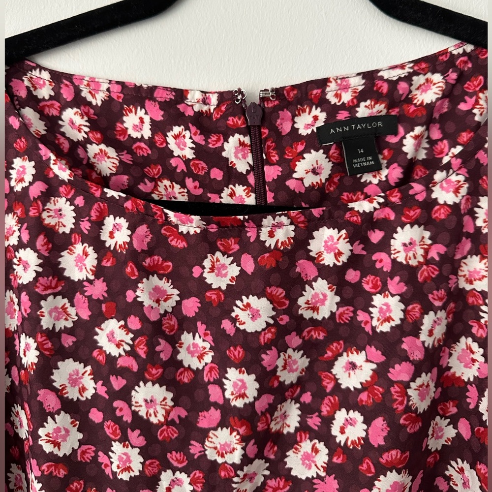 Ann Taylor Floral Maxi Dress - Burgundy, Pink and White - Picture 6 of 7